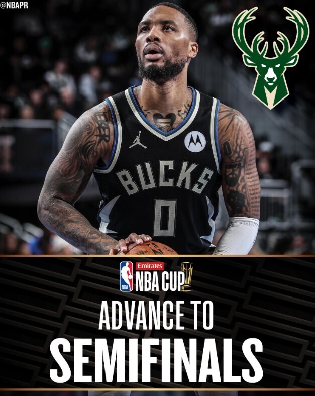 NBA最前线：雄鹿队晋级NBA杯半决赛